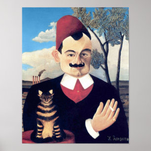 Póster Rousseau - Retrato de Pierre Loti Homem com Gato
