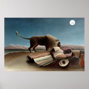 Poster Rousseau Sleeping Gypsy Lion Painting