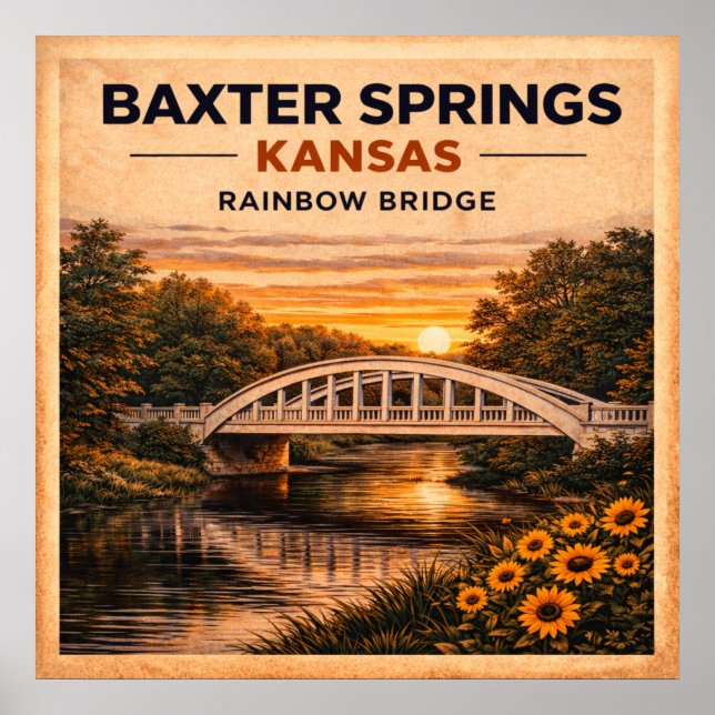 Poster Route 66 Baxter Springs Rainbow Bridge (Frente)