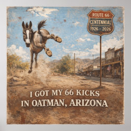 Poster Route 66 Centennial Oatman Donkey Travel Art