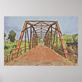 Poster Route 66 Oklahoma Rock Creek Bridge Watercolor