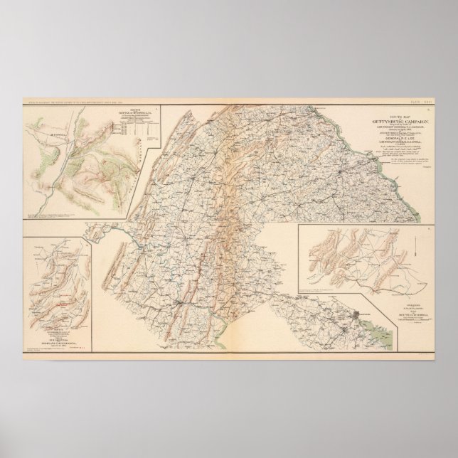 Póster Route, campanha de Gettysburg (Frente)