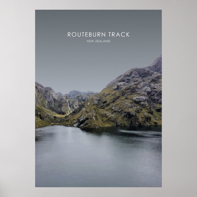 Poster Routeburn Track, Nova Zelândia - Ilustração de Via (Frente)