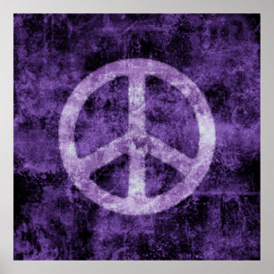 Poster roxo afligido do sinal de paz