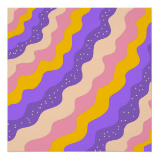 Póster Roxo Amarelo Listra Celestial Abstrato Groovy
