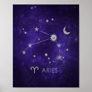 Poster Roxo Aries Zodiac   Astrologia Cósmica Horoscópio