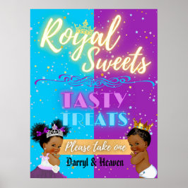 Poster Roxo|Azul Afro Gênero Revele Sinal Real Sweets