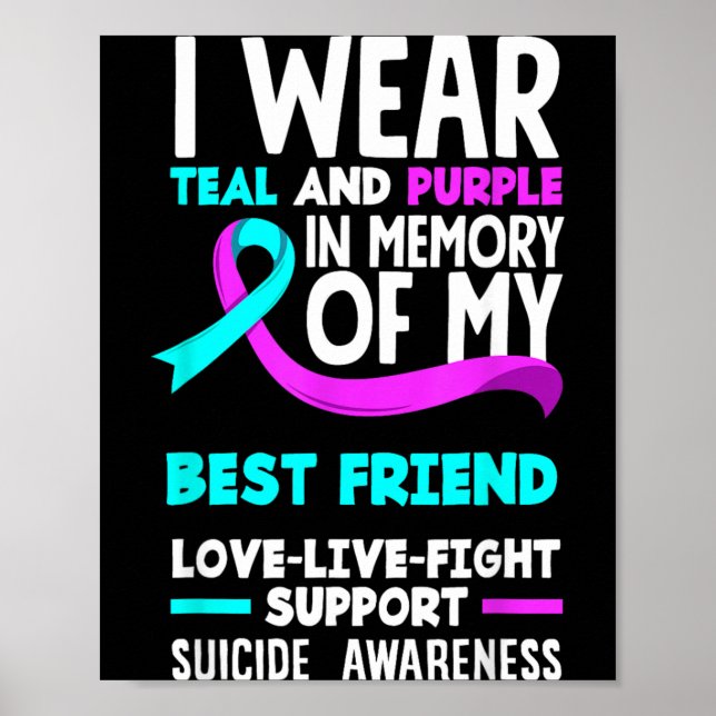 Poster Roxo Azul Em Memória Do Suicídio Do Melhor Amigo (Frente)