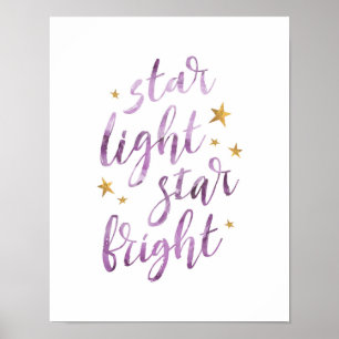 Poster roxo brilhante da tipografia da estrela