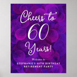 Poster Roxo Cheers até 60 anos Aposentação de Aniversário