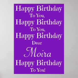 Poster roxo da canção do feliz aniversario