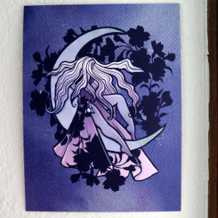 Poster Roxo Deusa da Lua Wiccan Triple Moon - Símbolo de 