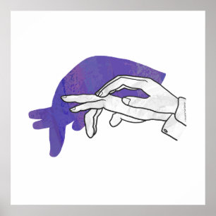 Póster Roxo do Anteater da silhueta da mão