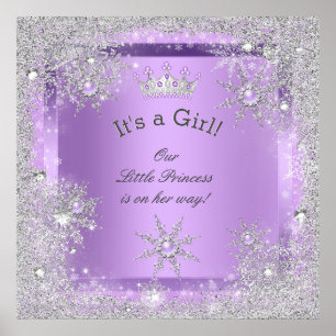 Póster Roxo do Lilac da princesa chá de fraldas da