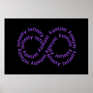Poster roxo do símbolo da infinidade do texto