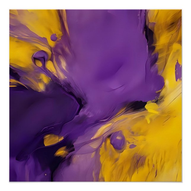Póster Roxo e Dourado Abstrato (Frente)