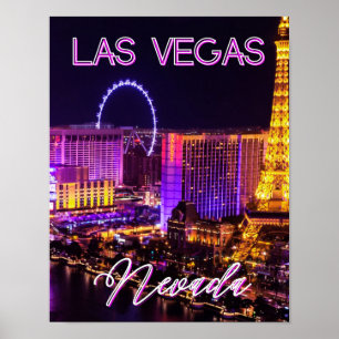 Poster Roxo e Dourado Las Vegas Vibes Nevada Skyline