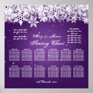 Poster Roxo elegante da neve do inverno da carta do