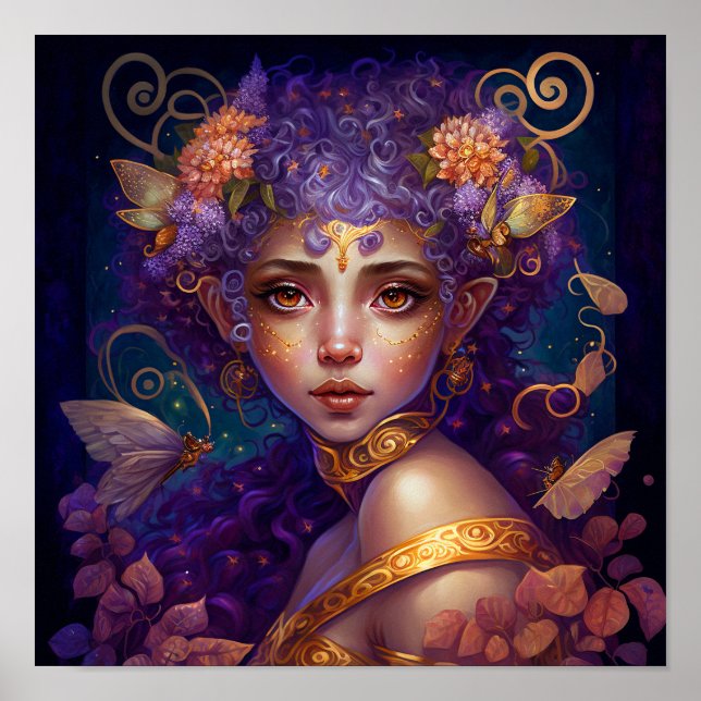 Poster Roxo Elf Fairy Fantasy Art (Frente)