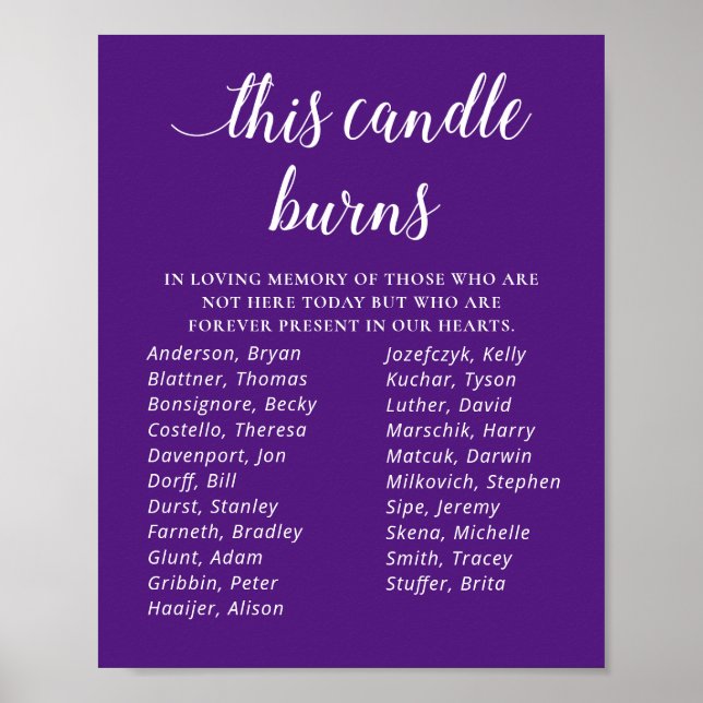 Poster Roxo Esta Vela Queima o Memorial da Reunião de Cla (Frente)
