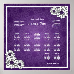 Poster Roxo floral da dália da carta do assento do