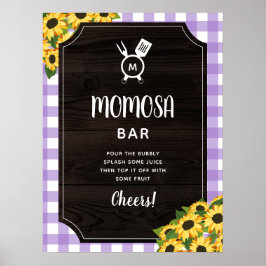 Poster Roxo Gingham Sunflower Monograma Bar Momosa