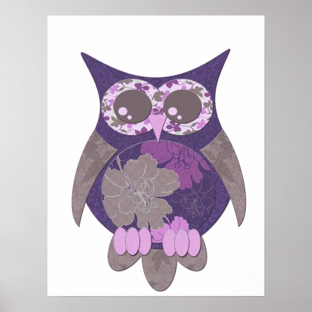 Poster Roxo Hibiscus Owl (Frente)