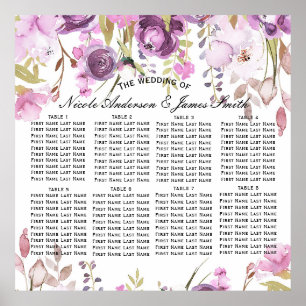 Poster Roxo Lavanda Lilás Floral Assento de Casamento Ass