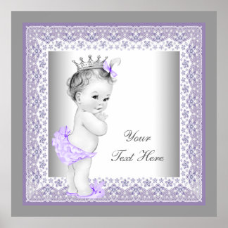 Poster Roxo Lavanda Princesa Bebê Menina Vintage