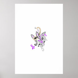 Poster Roxo-Magenta, Cor de laranja avermelhada, Sinal Te