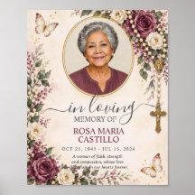 Roxo Marfim Floral Foto Memorial Católico