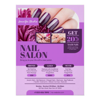 Póster Roxo Nail Salon, Artista Makeup - Glossy