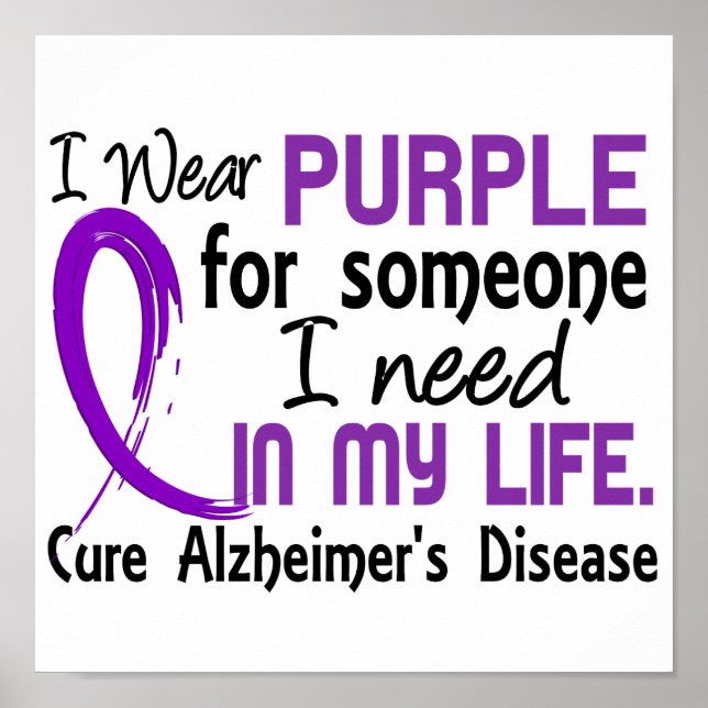 Poster Roxo para alguém que preciso de Alzheimer (Frente)