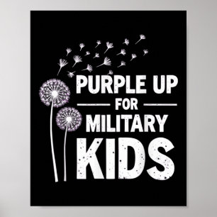 Poster Roxo Para Crianças Militares Dandelion April Aware