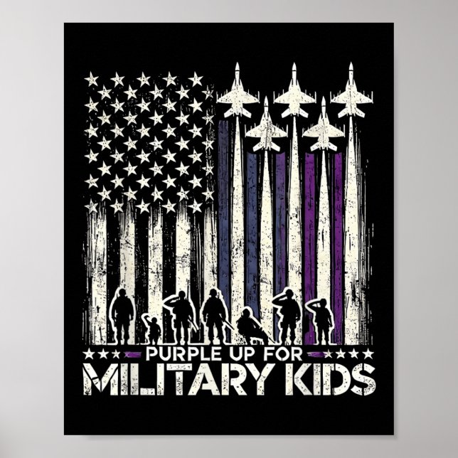 Poster Roxo Para Crianças Militares - Mês Das Forças (Frente)