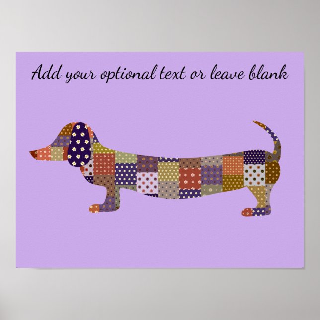 Poster Roxo Patchwork Dachshund Wall Art (Frente)