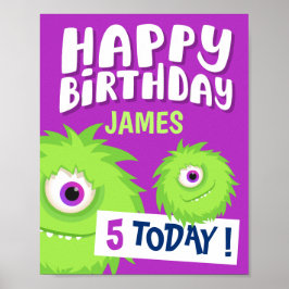 Poster Roxo Pequeno Monstro Bonito