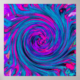 Poster Roxo Quente, Roxo e Azul Abstrato Retro Redemoinho