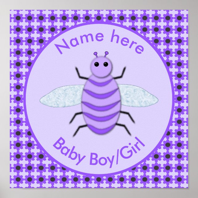 Poster Roxo Roxo Roxo Abelhas Sexo Neutro (Frente)