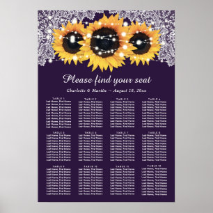 Poster Roxo Rústico Horário de Nascimento de Girassol 12
