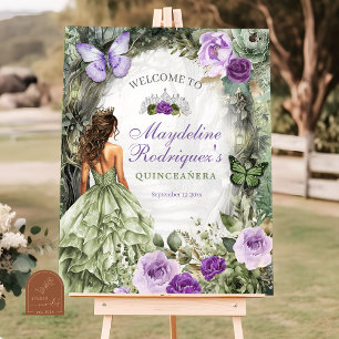 Poster Roxo Sage Verde Floresta Caprichosa Quinceanera