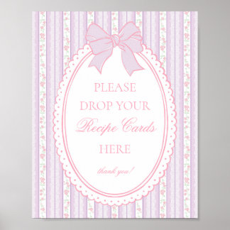 Poster Roxo Vintage Chique Floral Compartilhe uma Receita
