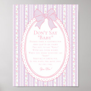 Poster Roxo Vintage Chique Floral Não Diga Jogo de Bebê
