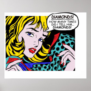 Poster Roy Lichtenstein Quic Art - Rapariga com Luvas