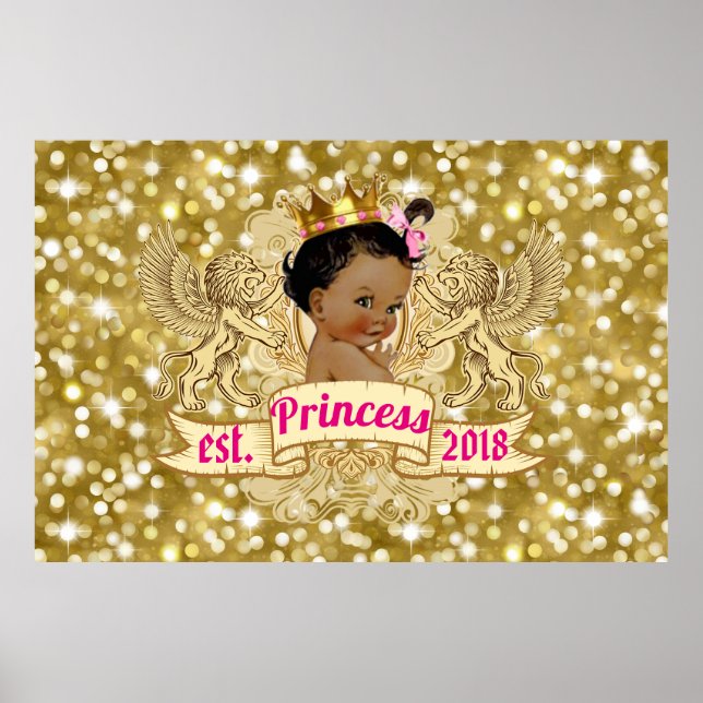 Poster Royal African Princess Pink|Dourado Rico brilhante (Frente)