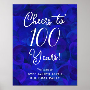 Poster Royal Blue Cheers para 100 anos 100º aniversário