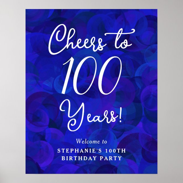 Poster Royal Blue Cheers para 100 anos 100º aniversário (Frente)