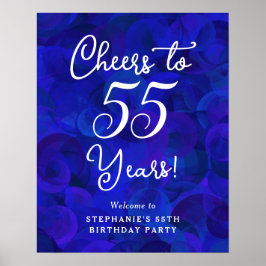 Poster Royal Blue Cheers para 55 anos 55 anos aniversário