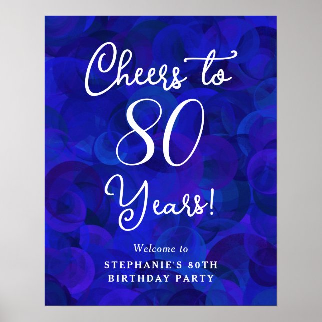 Poster Royal Blue Cheers para 80 anos de aniversário de 8 (Frente)