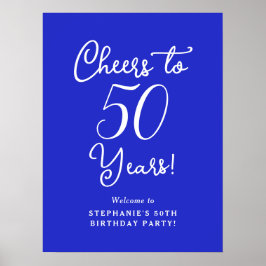 Poster Royal Blue Cheers to 50 Anos Aniversário Bem-vindo